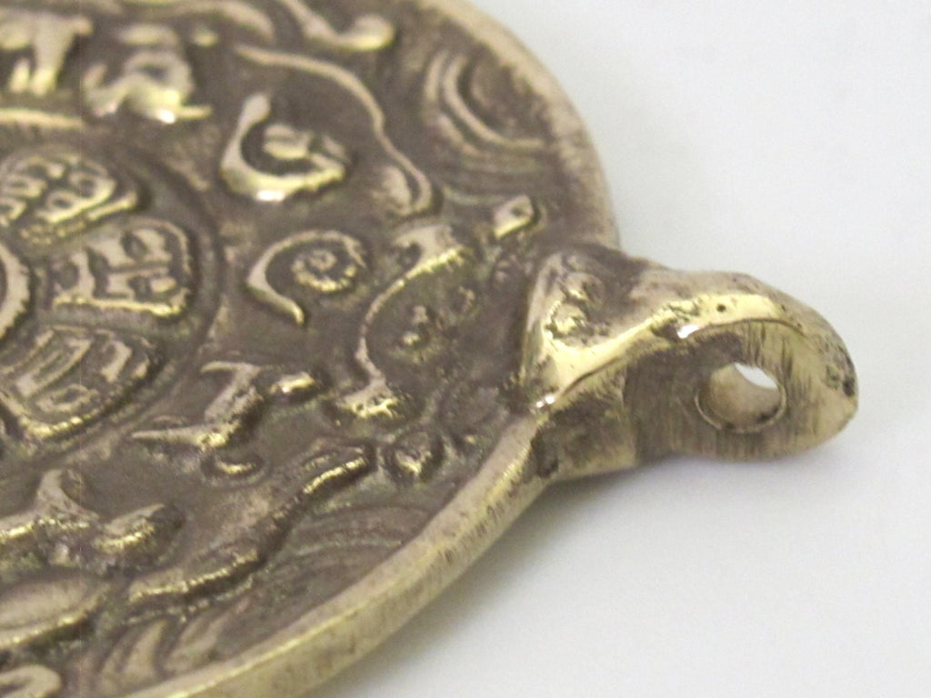 1 pendant - Large 58 mm wide Tibetan Om with calendar timeline wheel Solid Brass pendant - CP062