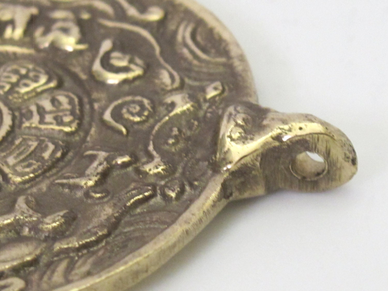 1 pendant - Large 58 mm wide Tibetan Om with calendar timeline wheel Solid Brass pendant - CP062