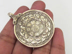 3 pendants - Medium 37 - 38 mm wide Tibetan Om with calendar timeline wheel Solid Brass pendant - CP059s