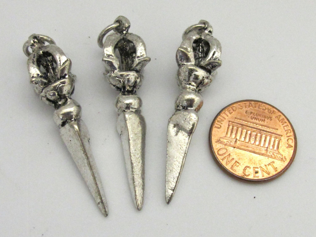 1 pendant - Tibetan silver plated Phurba dagger pendant from Nepal - CP063