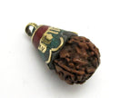 1 Pendant - Tibetan Om mantra Nepal natural Rudraksha seed capped drop pendant - PM269