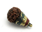 1 Pendant - Tibetan Om mantra Nepal natural Rudraksha seed capped drop pendant - PM269