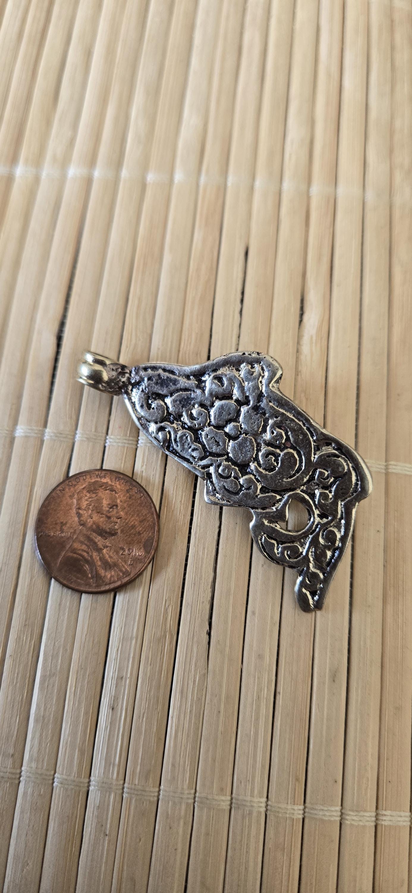 Tibetan silver color plated Fish Pendant with labradorite gemstone inlay | Lucky Fish Amulet | Gift for Fish Lovers & Fishing Fans | PM003A