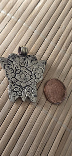 Tibetan silver Butterfly Pendant with Turquoise Inlay | in Nepal | Nature-Inspired Jewelry | Gift for Butterfly lovers PM003B