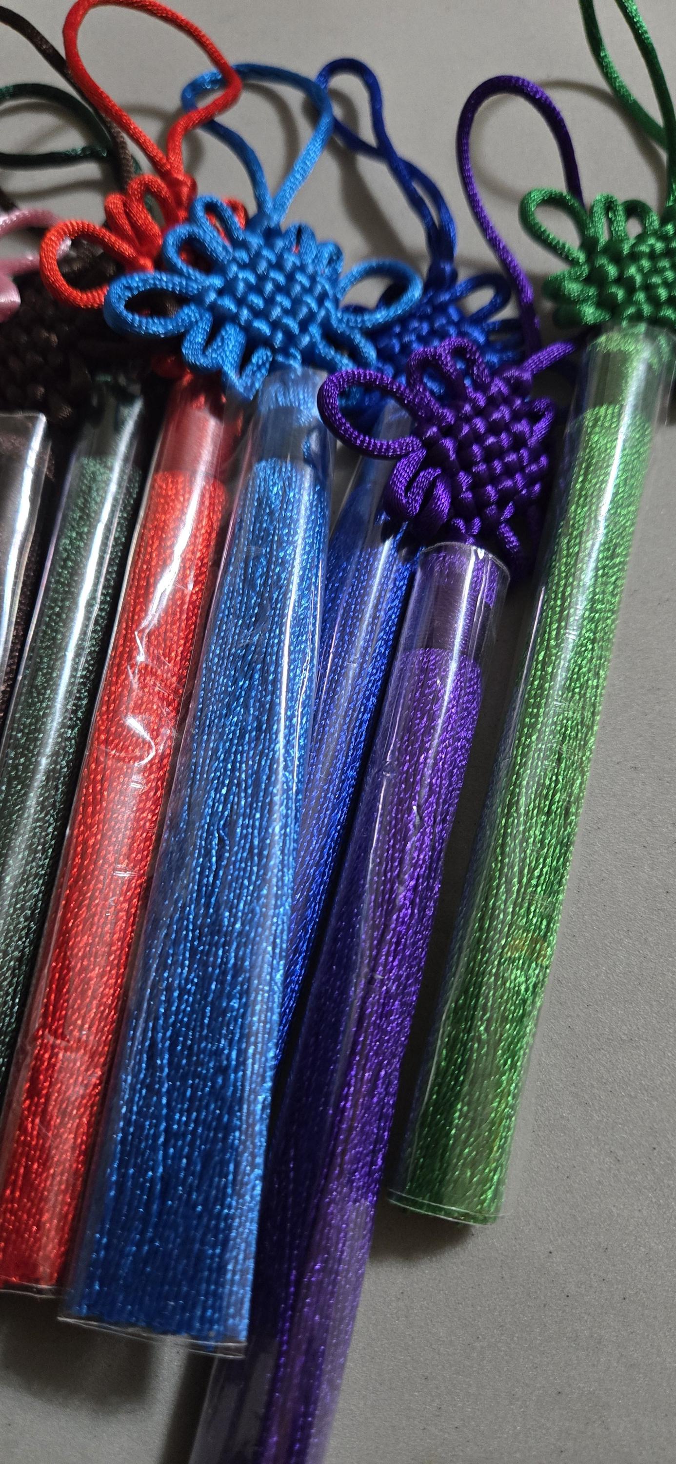 4 tassels - Mix of 4 colors extra Long tassel infinity knot tassel charm supplies approx 8.5 inches long - BD863