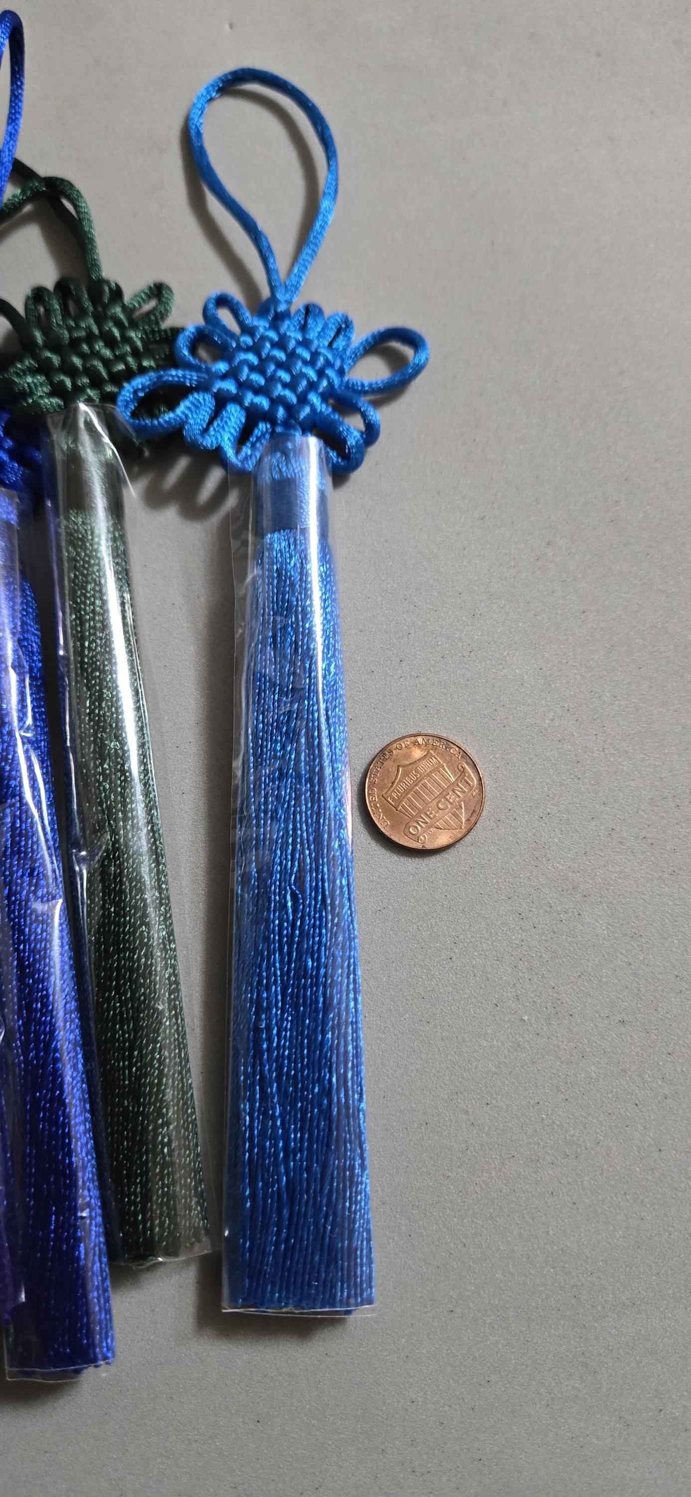 4 tassels - Mix of 4 colors extra Long tassel infinity knot tassel charm supplies approx 8.5 inches long - BD863A