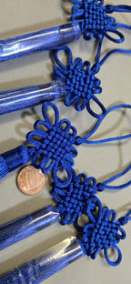 1 Piece - Long tassel silky navy blue color chinese infinity knot tassel charm supplies - 8.5 inches long - BD858D