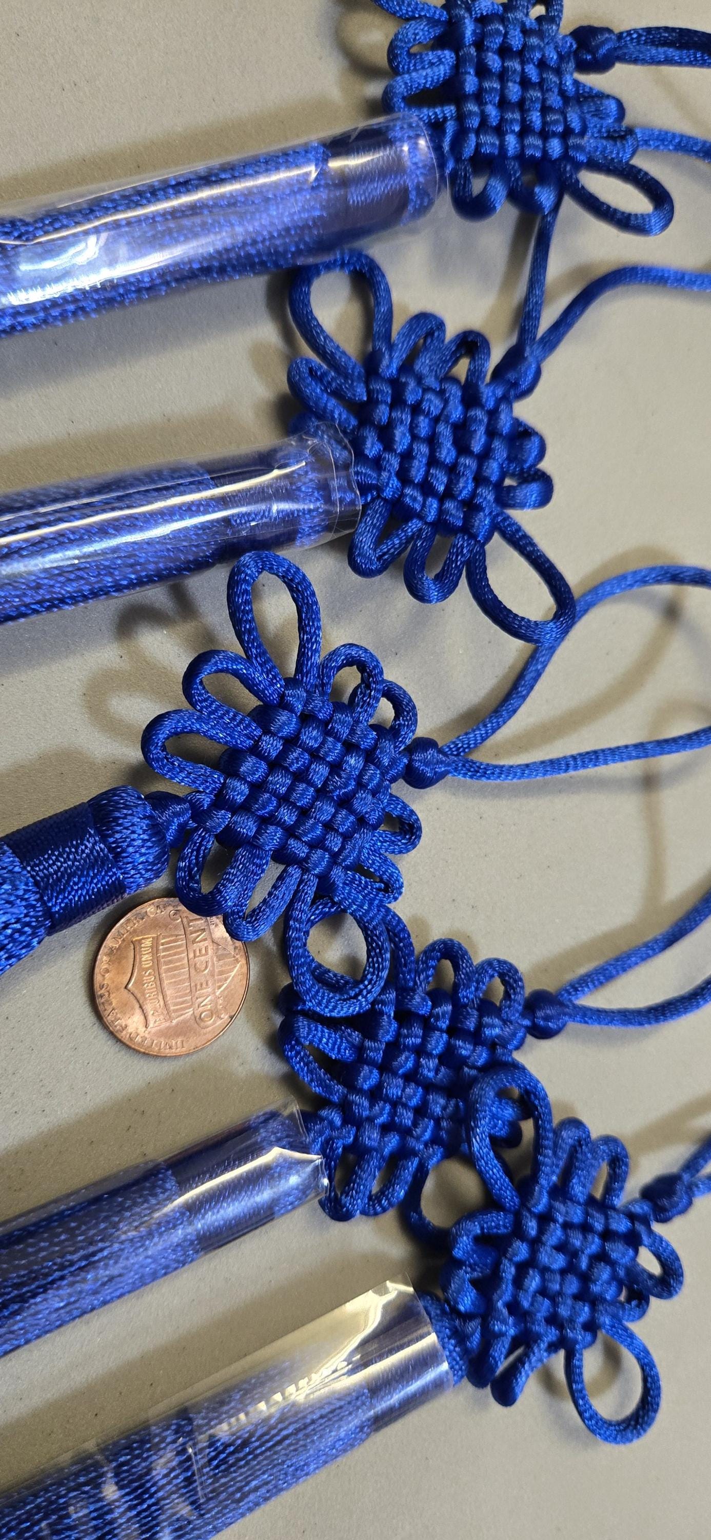 1 Piece - Long tassel silky navy blue color chinese infinity knot tassel charm supplies - 8.5 inches long - BD858D