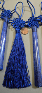 1 Piece - Long tassel silky navy blue color chinese infinity knot tassel charm supplies - 8.5 inches long - BD858D