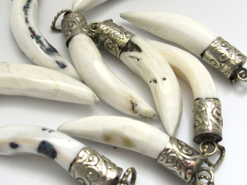 3 Pendants lot- Tibetan silver capped Naga Conch shell pendant - PM268