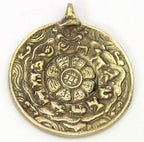 1 pendant - Large 58 mm wide Tibetan Om with calendar timeline wheel Solid Brass pendant - CP062