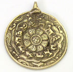 1 pendant - Large 58 mm wide Tibetan Om with calendar timeline wheel Solid Brass pendant - CP062