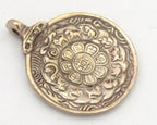 2 pendants - Medium 37 - 38 mm wide Tibetan Om with calendar timeline wheel Solid Brass pendant - CP059s