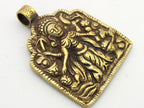 1 Pendant - Reversible ethnic forest deity brass pendant with reverse bird design from Nepal - CP074