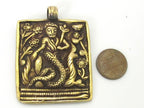 1 Pendant - Beautiful Reversible Tibetan solid Brass Mermaid pendant with reverse Lotus flower motif unique mermaid jewelry - CP073