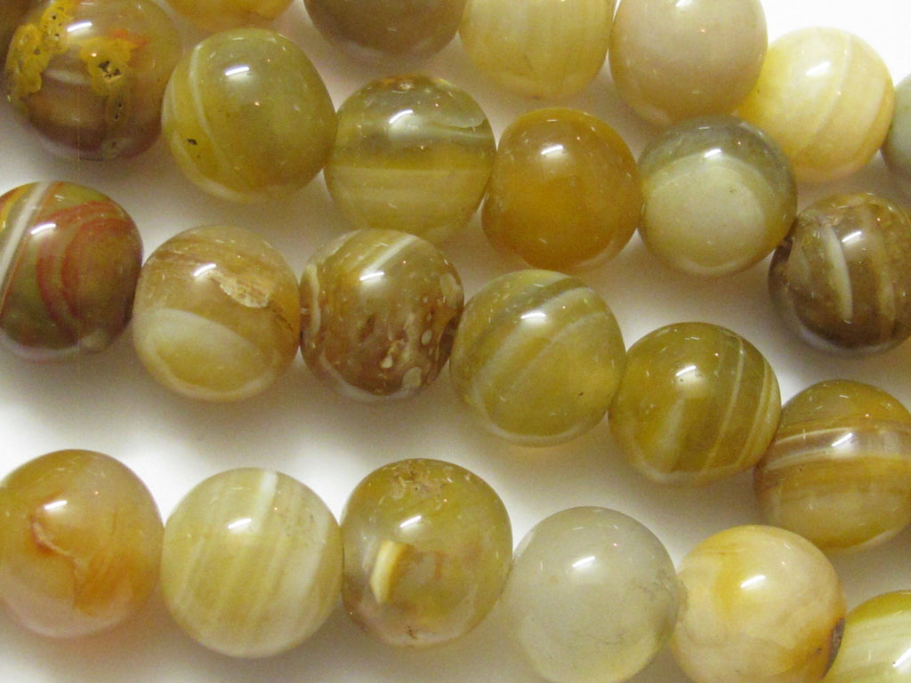 Tibetan Banded Agate beads 11 - 13 mm - 4 beads - GM324