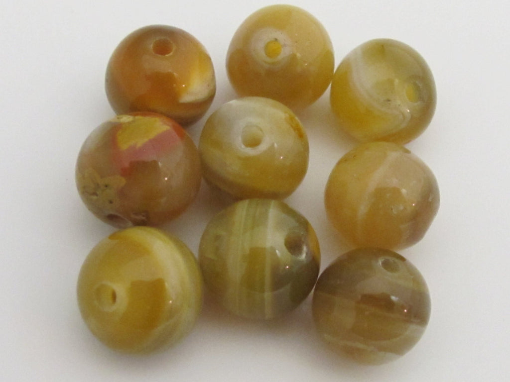 Tibetan Banded Agate beads 11 - 13 mm - 4 beads - GM324