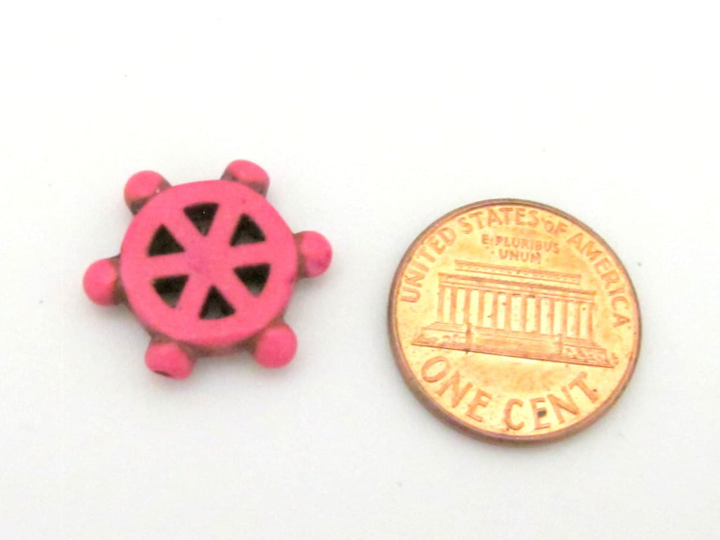 10 beads - 18 mm wide - Colorful ship wheel beads - colorful howlite nautical ship wheel helm symbol charm beads - GM129M