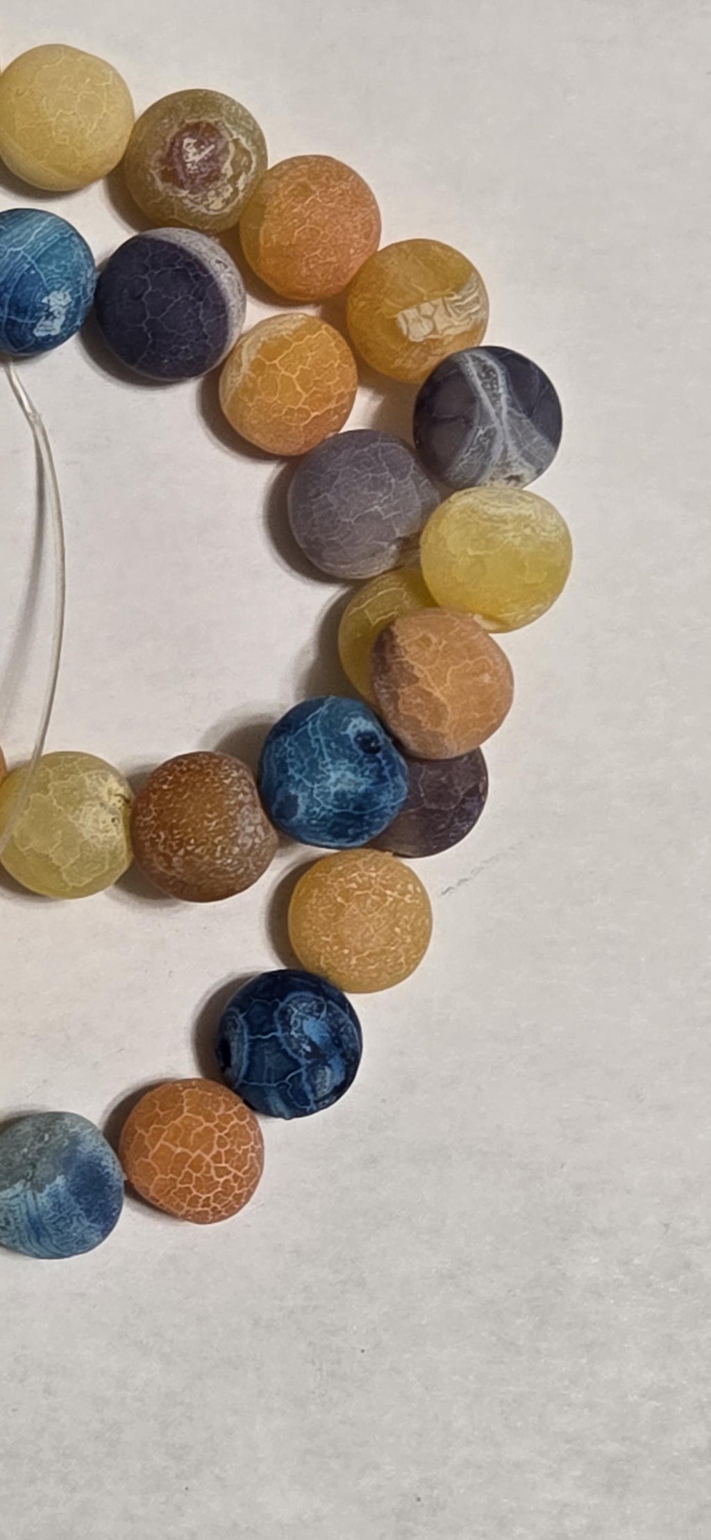 1 strand - Soft pastel yellow orange blue grey tones dragon vein agate gemstone beads 14 inches - GM379