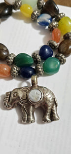 Nepal animal jewelry Elephant Pendant with white Pearl Inlay | Repousse Design | Large animal Nepal Pendant for Jewelry Making PM438T2