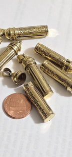 1 Pendant - Tibetan om mantra brass finish small size ghau bottle amulet prayer box pendant from Nepal - PM402A