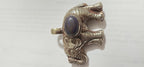 Tibetan Elephant Pendant with lapis gemstone inlay | Repousse Jewelry from Nepal | Bold Animal pendant PM438J1