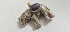 Tibetan Elephant Pendant with lapis gemstone inlay | Repousse Jewelry from Nepal | Bold Animal pendant PM438J1
