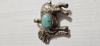 Tibetan Sheep Pendant with turquoise Inlay | Repousse Animal Theme Jewelry | Ethnic Nepal Pendant PM438B3