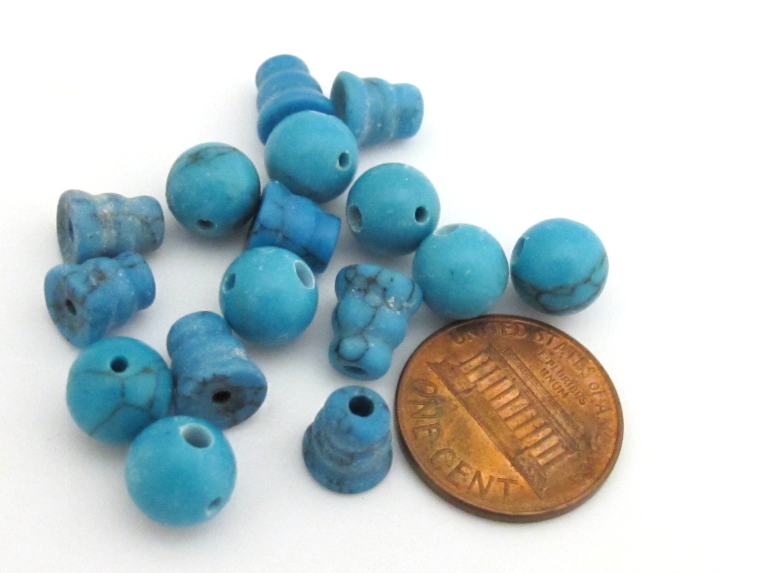 5 sets - Guru Bead set - Small size 3 hole turquoise Guru column Bead set - 7-8 mm size - GB005