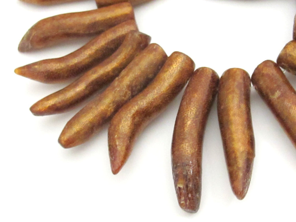 10 BEADS - Gold color branch long shape sticks 36 mm to 42 mm long - GM326