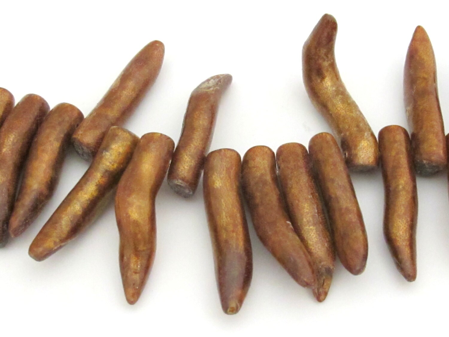 10 BEADS - Gold color branch long shape sticks 36 mm to 42 mm long - GM326