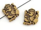 10 Beads - Reversible Light weight acrylic antiqued brown color Ganesha beads - BD661s