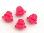4 BEADS - Pink laughing Buddha focal beads 14 mm x 12 mm - BD662