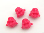 4 BEADS - Pink laughing Buddha focal beads 14 mm x 12 mm - BD662