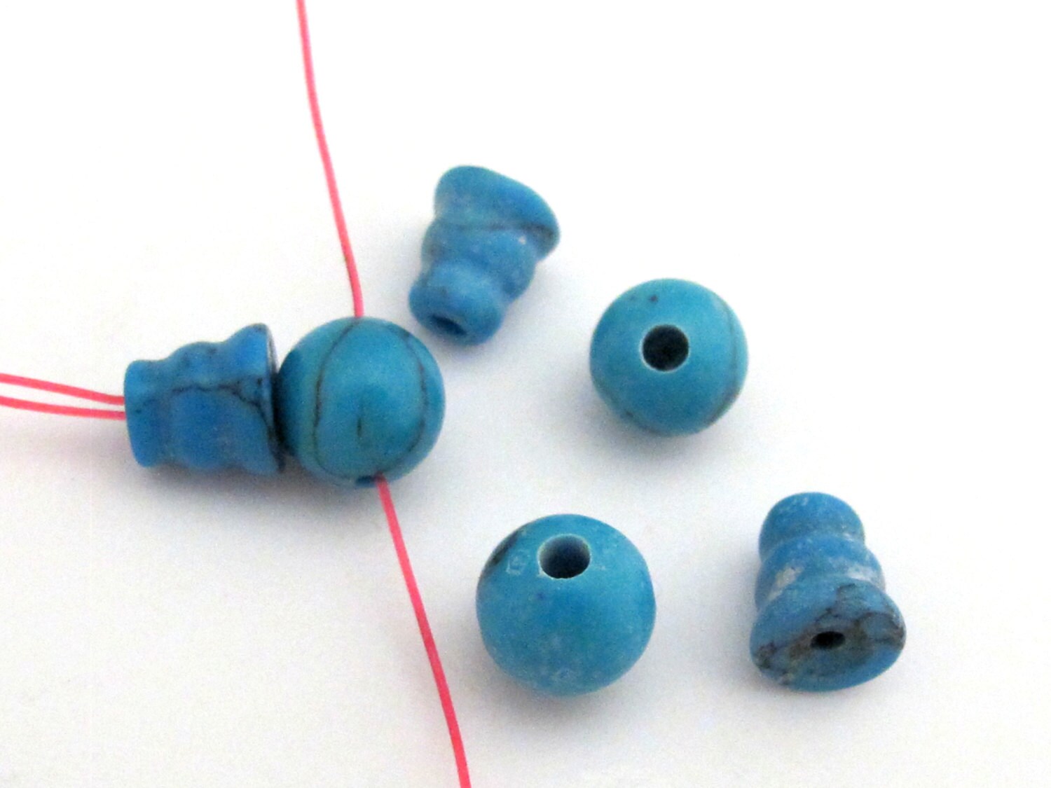 5 sets - Guru Bead set - Small size 3 hole turquoise Guru column Bead set - 7-8 mm size - GB005