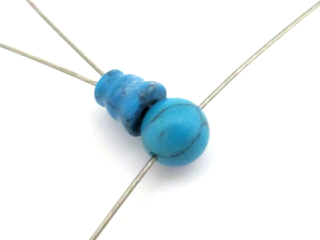 5 sets - Guru Bead set - Small size 3 hole turquoise Guru column Bead set - 7-8 mm size - GB005