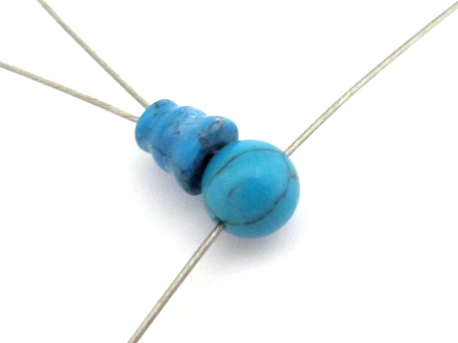 5 sets - Guru Bead set - Small size 3 hole turquoise Guru column Bead set - 7-8 mm size - GB005