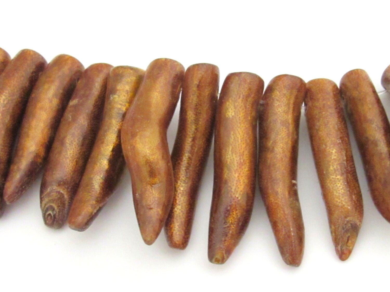 10 BEADS - Gold color branch long shape sticks 36 mm to 42 mm long - GM326