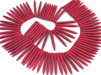 15 BEADS - Long Red magnesite spike stick beads 44 mm x 5 mm - GM328