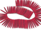 15 BEADS - Long Red magnesite spike stick beads 44 mm x 5 mm - GM328