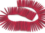 15 BEADS - Long Red magnesite spike stick beads 44 mm x 5 mm - GM328