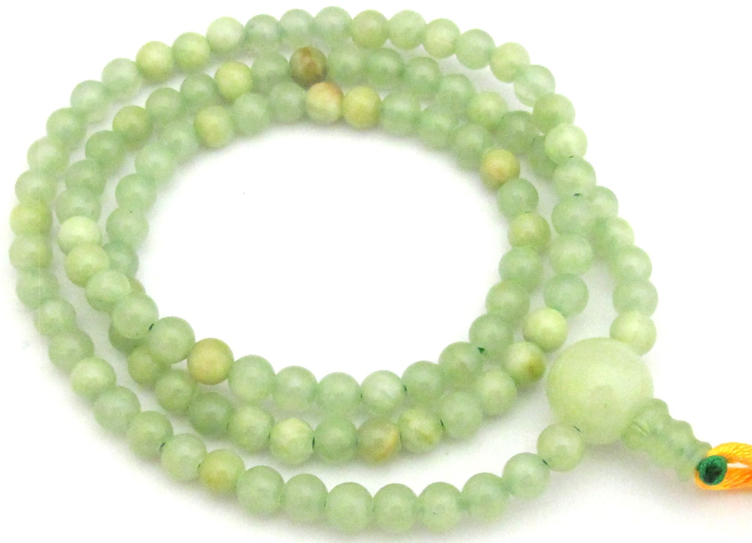 108 mala beads supply - Green color 6 mm size jade beads with 14 mm Guru bead - ML023