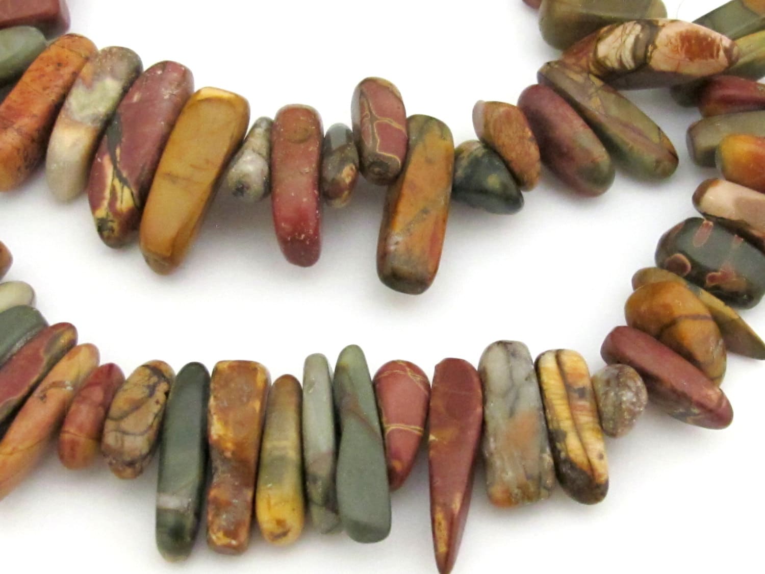Picasso Colorful Jasper nature art stick shape beads -1 Full Strand - GM331A