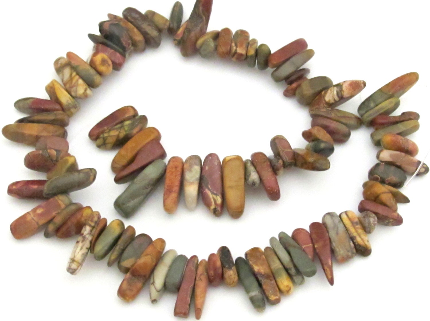 Picasso Colorful Jasper nature art stick shape beads -1 Full Strand - GM331A