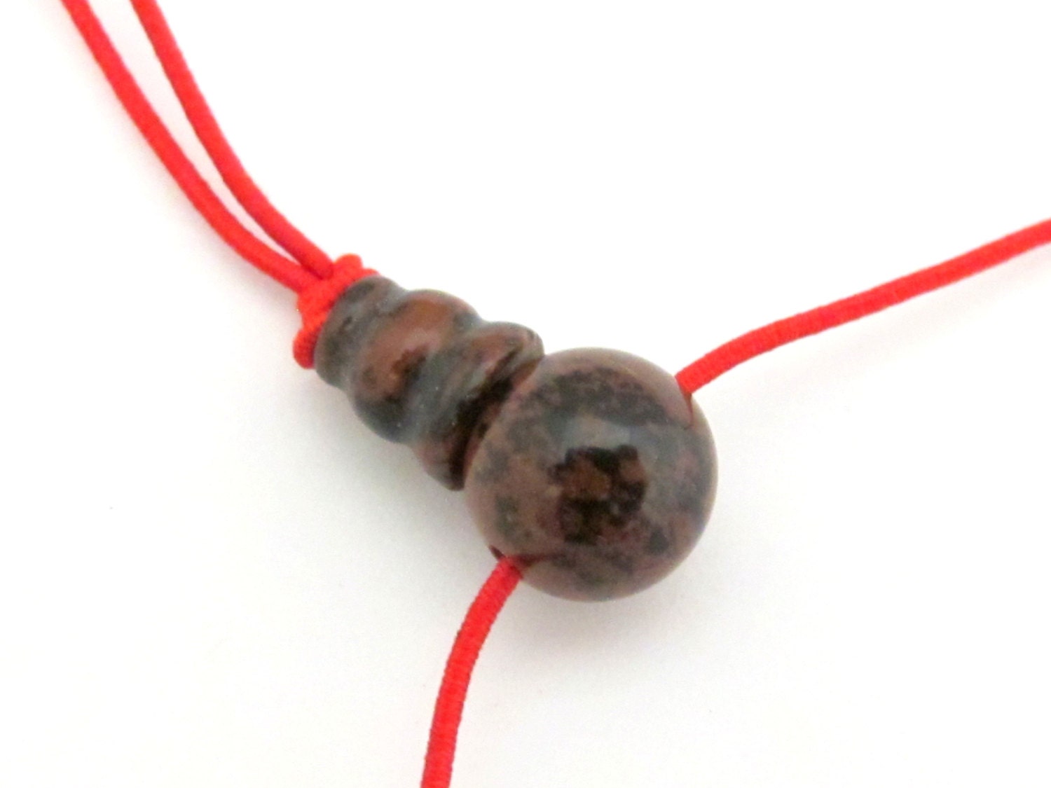 1 Guru Bead set - 3 hole Mahagony Obsidian gemstone Guru column Bead set 10 mm size - GB006A