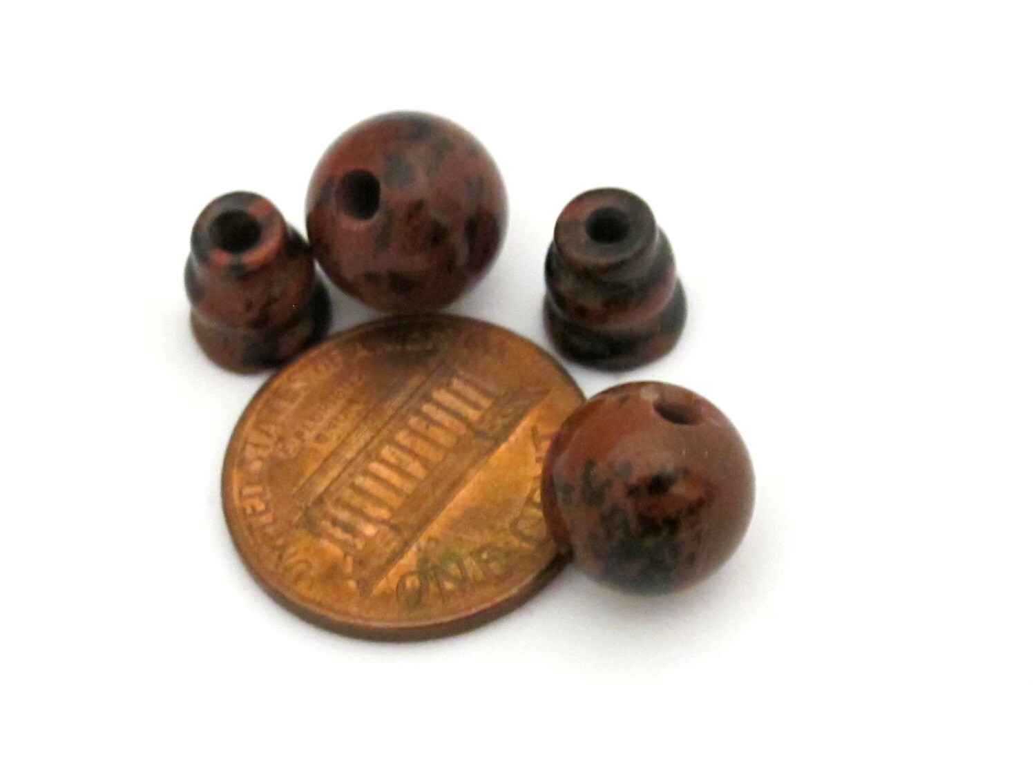 1 Guru Bead set - 3 hole Mahagony Obsidian gemstone Guru column Bead set 10 mm size - GB006A