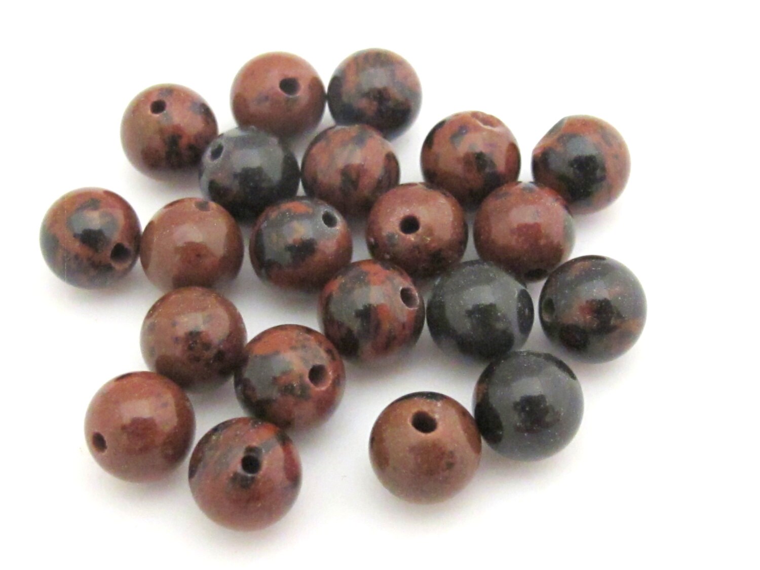 10 BEADS - Mahagony Obsidian gemstone beads 8 mm size - GB006B