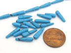10 Beads - Turquoise gemstone bead drops small thin size - GM329