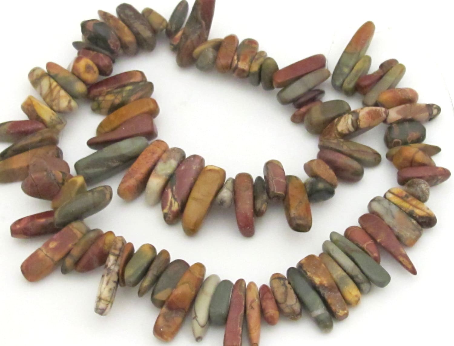 Picasso Colorful Jasper nature art stick shape beads -1 Full Strand - GM331A
