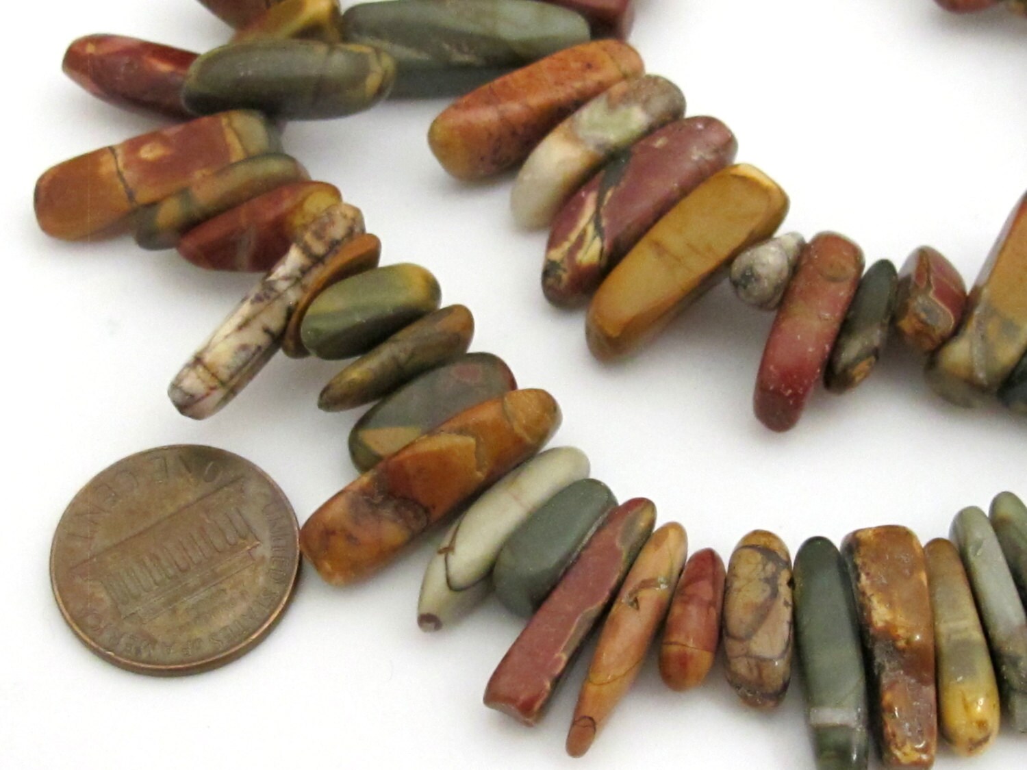 Picasso Colorful Jasper nature art stick shape beads -1 Full Strand - GM331A